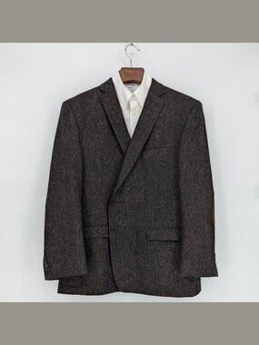 Tallia Men's Wool Silk Blazer 50R Elbow Patch Fully Lined Sport Coat
